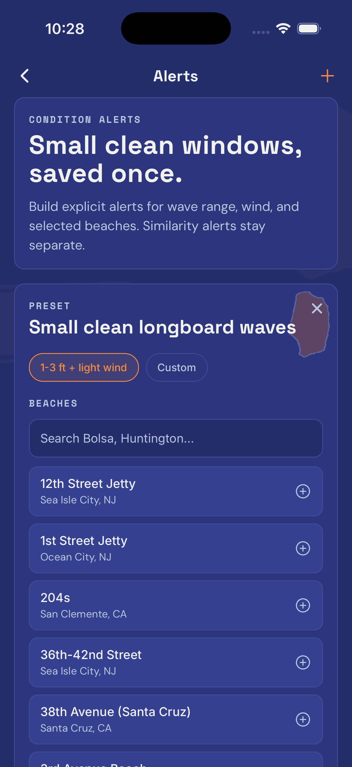 Quiver alerts screen showing condition alert controls.