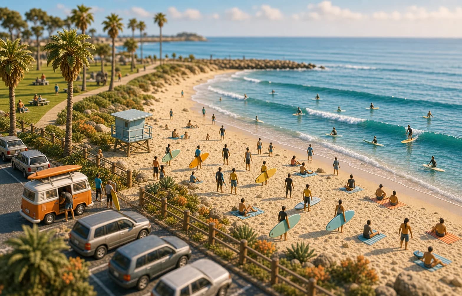 Miniature Doheny beginner-friendly longboard scene
