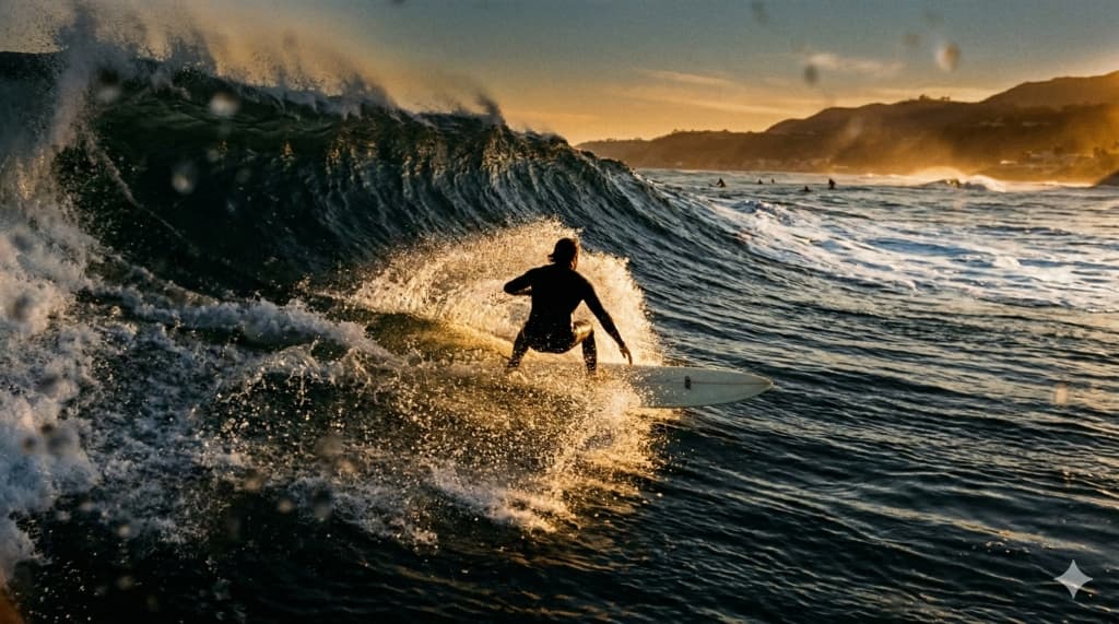 Clean hollow wave used to visualize swell quality.